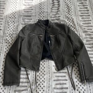 Fashion Nova Charcoal Leather Jacket